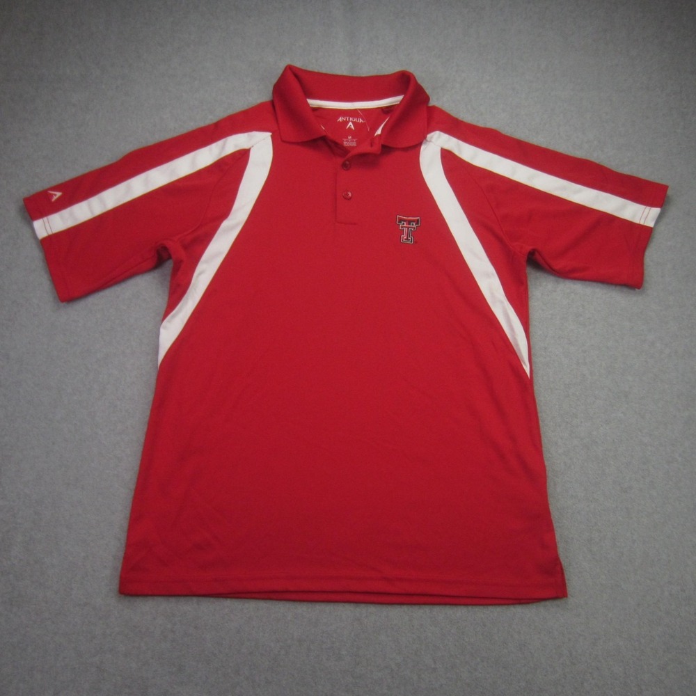 Texas Tech Red Raiders Mens Medium Antigua Polo Shirt Red Golf Activewear
